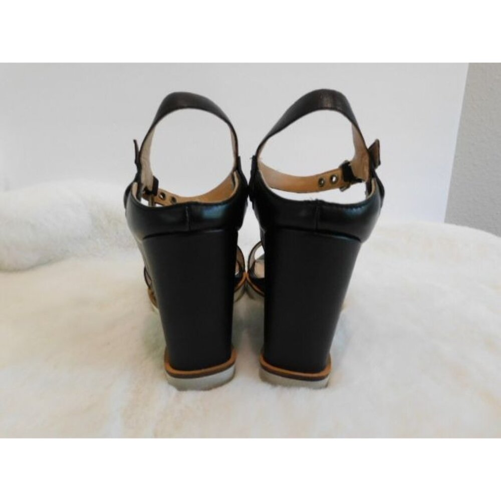 Linea Paolo Ella Wedge Sandal Black white Print size 8 - Picture 7 of 11